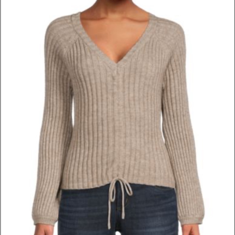 Lea & Viola Taupe V-Neck Sweater